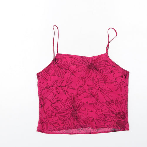 Per Una Womens Pink Floral Polyester Basic Tank Size 10 Sweetheart