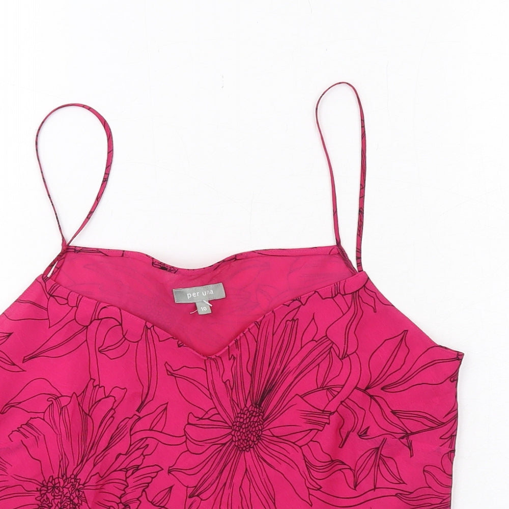 Per Una Womens Pink Floral Polyester Basic Tank Size 10 Sweetheart