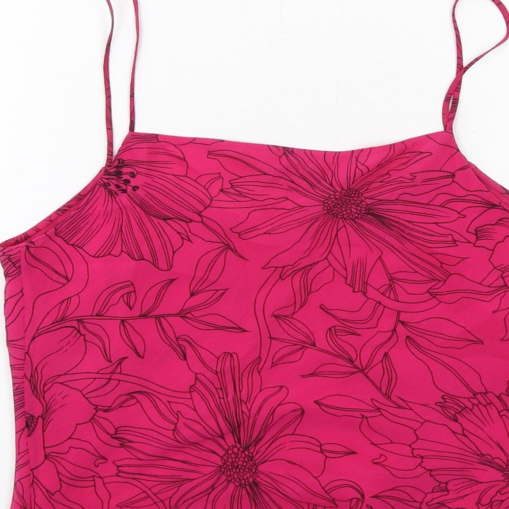 Per Una Womens Pink Floral Polyester Basic Tank Size 10 Sweetheart