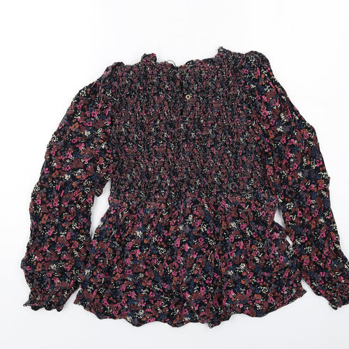 Fat Face Womens Multicoloured Floral Viscose Basic Blouse Size 8 Round Neck - Shirred