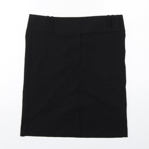 Miss Selfridge Womens Black Polyester A-Line Skirt Size 10 Zip