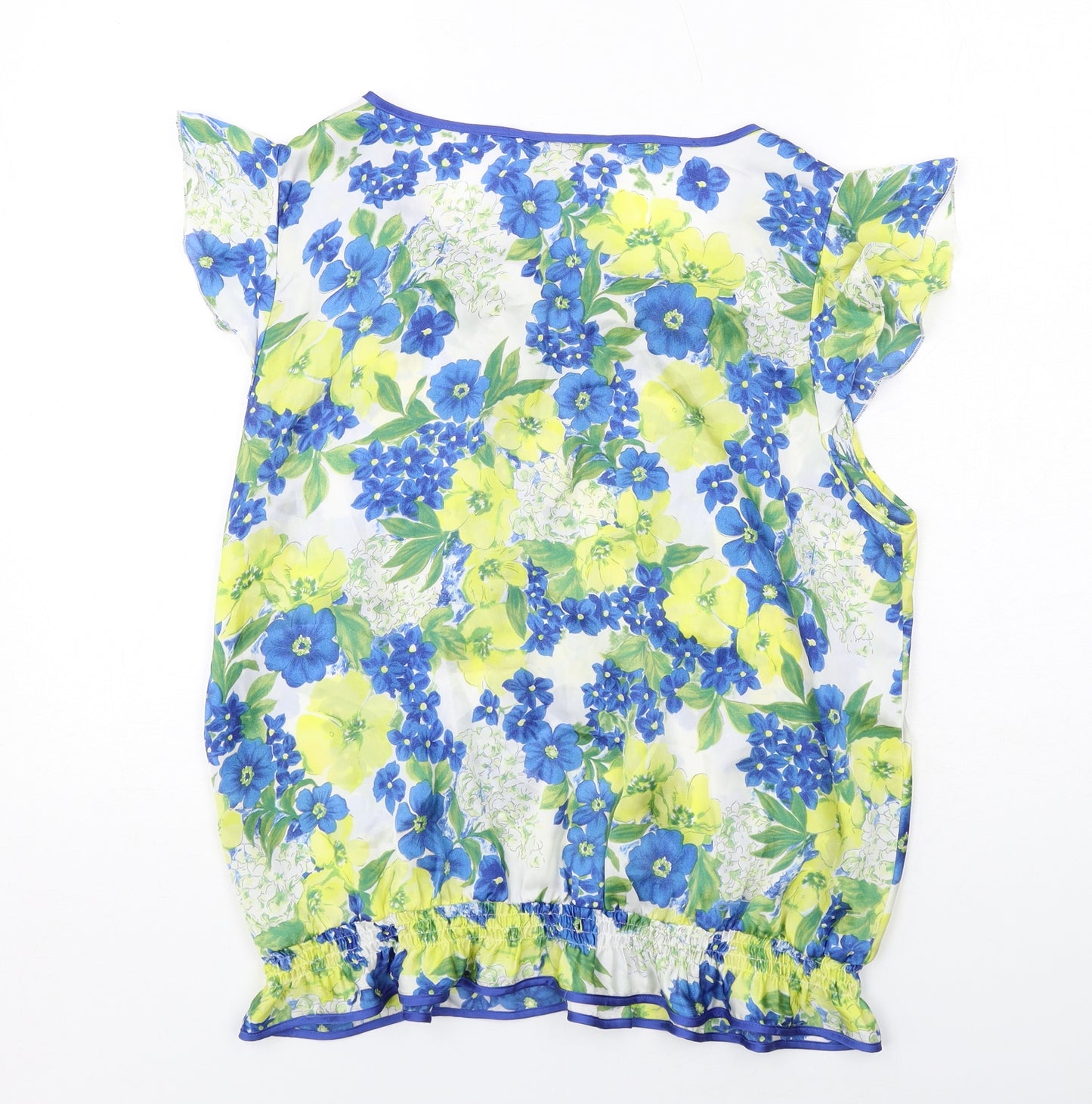 Debenhams Womens Multicoloured Floral Polyester Basic Blouse Size 18 Boat Neck - Tie Front Detail