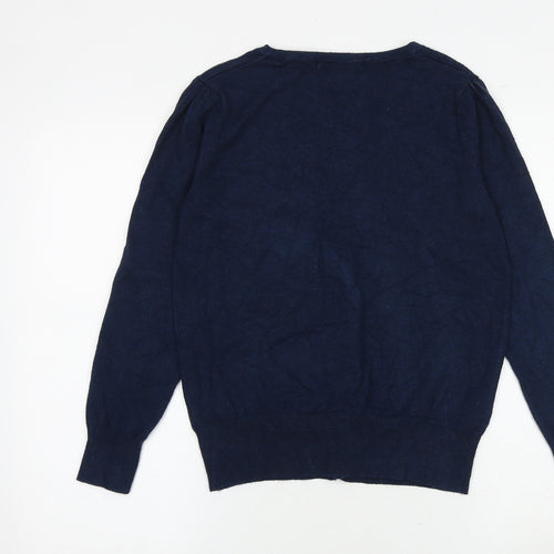 Marks and Spencer Womens Blue V-Neck Viscose Cardigan Jumper Size 14