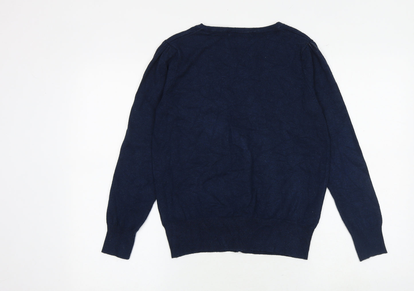 Marks and Spencer Womens Blue V-Neck Viscose Cardigan Jumper Size 14