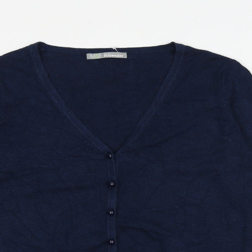 Marks and Spencer Womens Blue V-Neck Viscose Cardigan Jumper Size 14