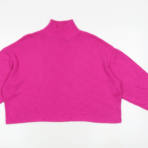 Zara Womens Pink Polyester Pullover Sweatshirt Size M Snap