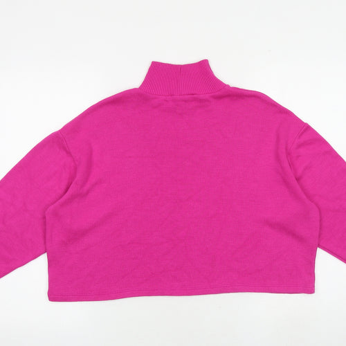 Zara Womens Pink Polyester Pullover Sweatshirt Size M Snap