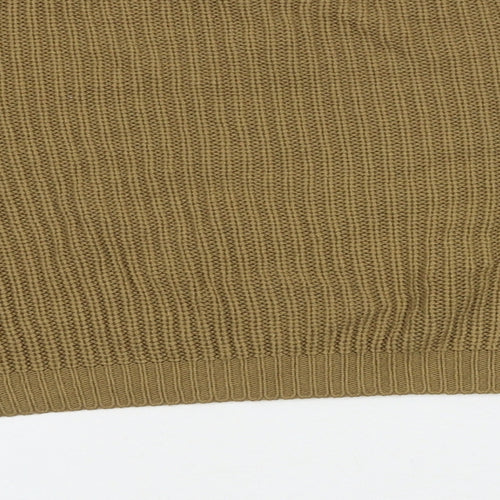 Boohoo Womens Brown Boat Neck Acrylic Pullover Jumper Size S - Size S-M Cropped
