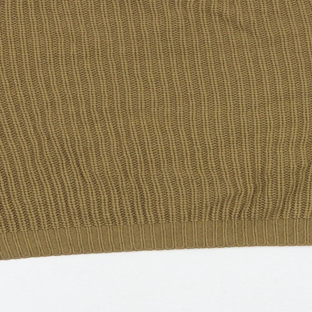 Boohoo Womens Brown Boat Neck Acrylic Pullover Jumper Size S - Size S-M Cropped