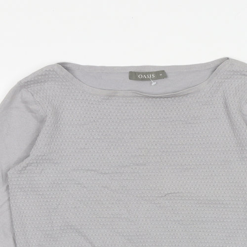 Oasis Womens Grey Boat Neck Cotton Pullover Jumper Size M