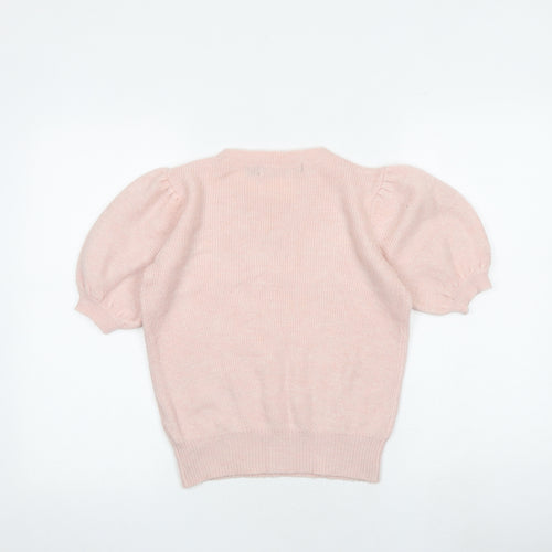 VERO MODA Womens Pink Round Neck Acrylic Pullover Jumper Size S