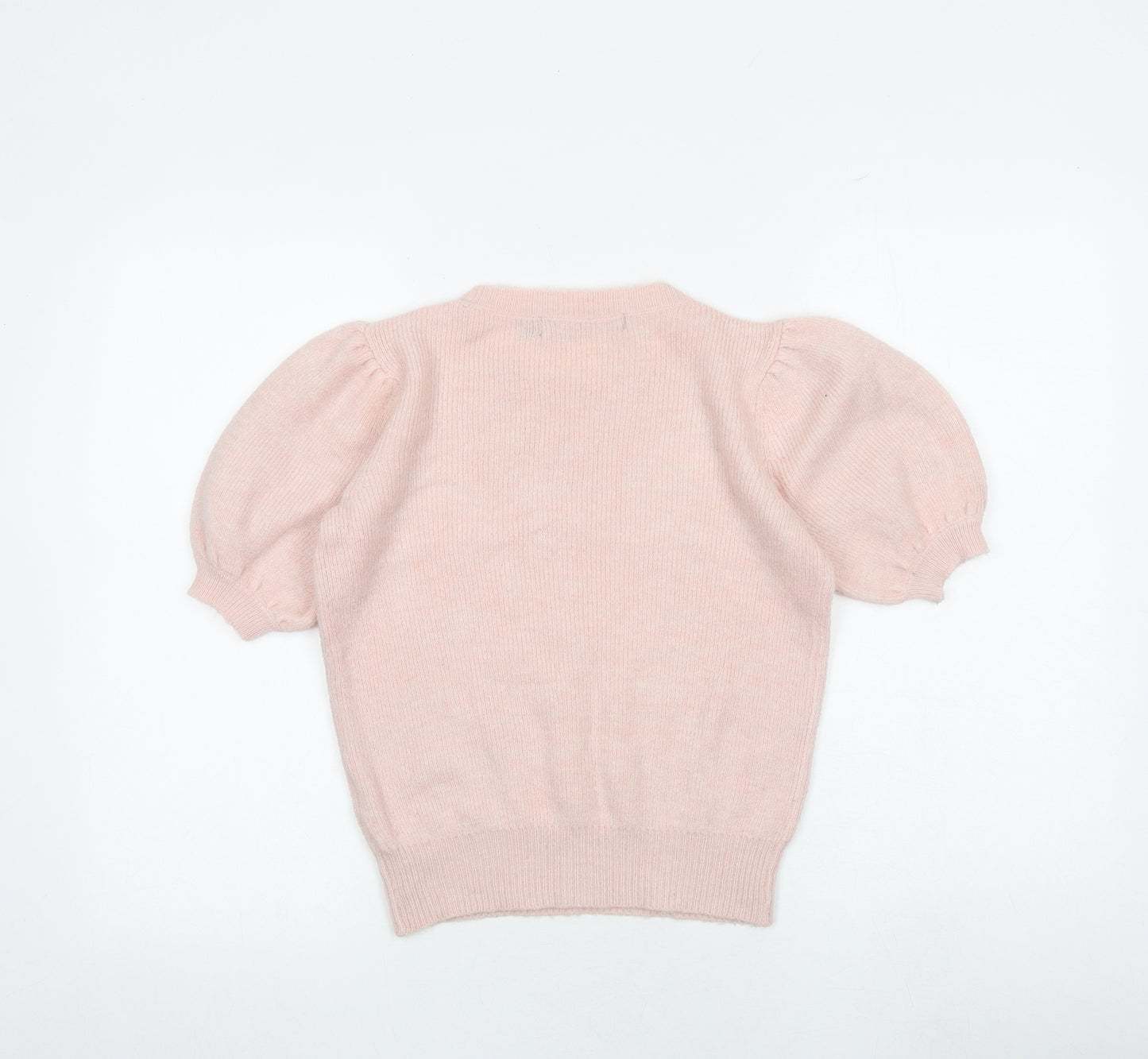 VERO MODA Womens Pink Round Neck Acrylic Pullover Jumper Size S