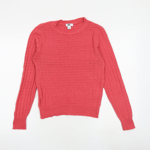 Dorothy Perkins Womens Pink Round Neck Cotton Pullover Jumper Size S