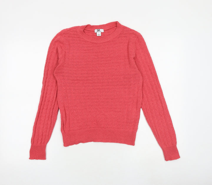Dorothy Perkins Womens Pink Round Neck Cotton Pullover Jumper Size S