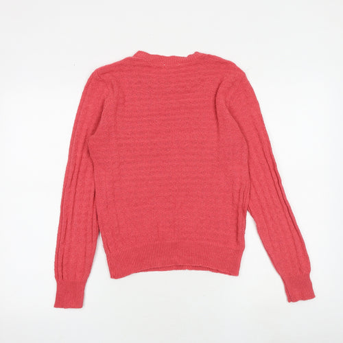 Dorothy Perkins Womens Pink Round Neck Cotton Pullover Jumper Size S