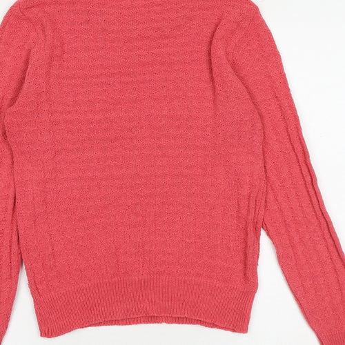 Dorothy Perkins Womens Pink Round Neck Cotton Pullover Jumper Size S