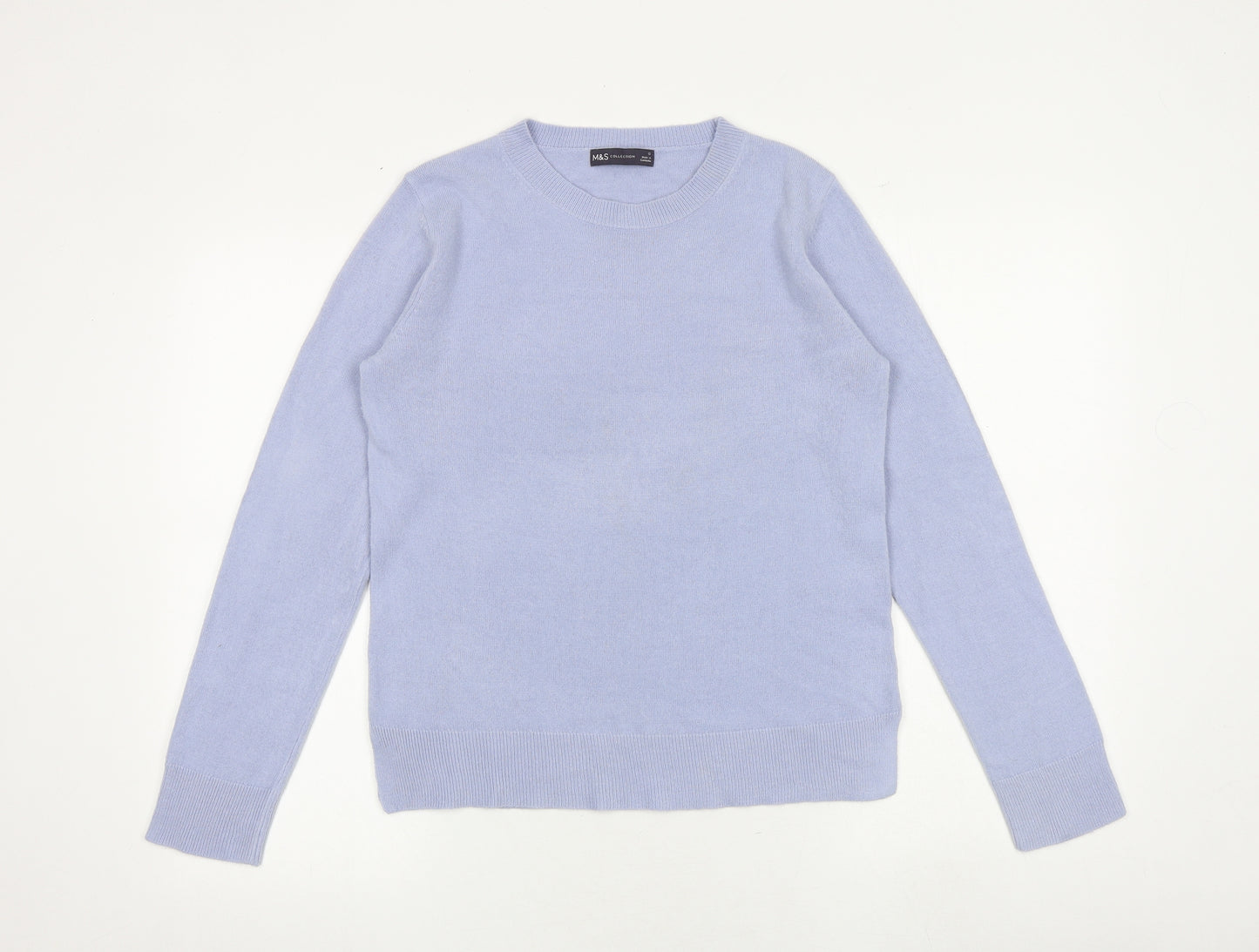 Marks and Spencer Womens Blue Round Neck Acrylic Pullover Jumper Size 12