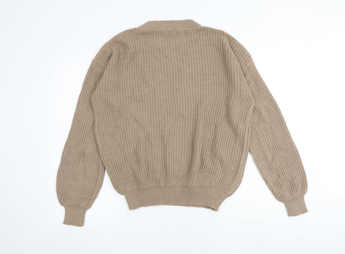 Boohoo Womens Brown Round Neck Acrylic Pullover Jumper Size L