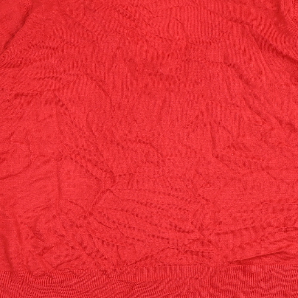 Marks and Spencer Womens Red V-Neck Acrylic Pullover Jumper Size 14