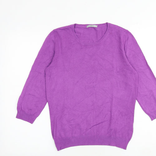 Marks and Spencer Womens Purple Round Neck Viscose Pullover Jumper Size 12