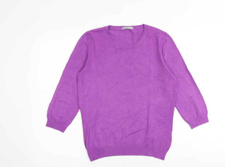 Marks and Spencer Womens Purple Round Neck Viscose Pullover Jumper Size 12
