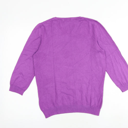 Marks and Spencer Womens Purple Round Neck Viscose Pullover Jumper Size 12
