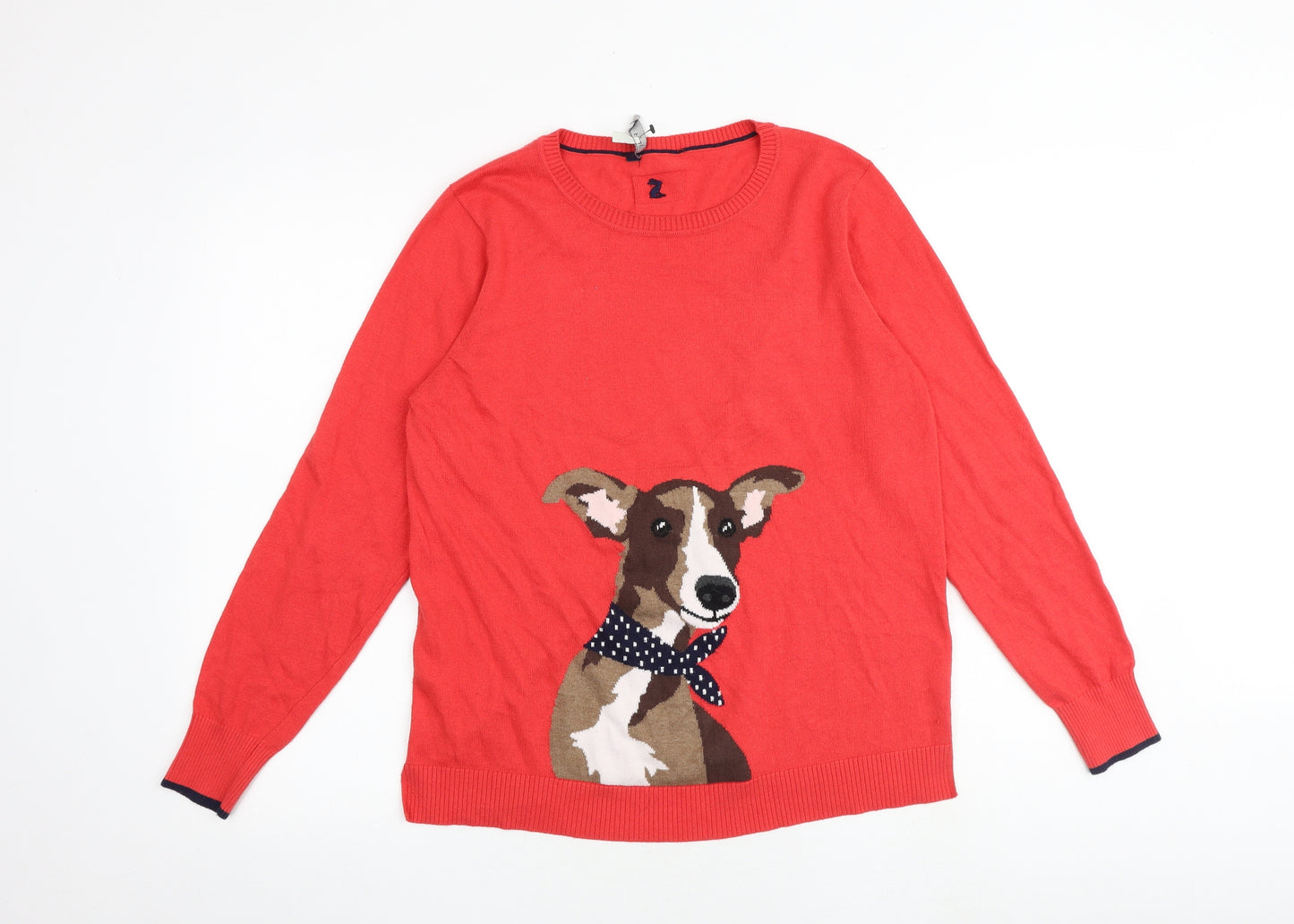 Joules Womens Pink Round Neck Cotton Pullover Jumper Size 14 - Dog