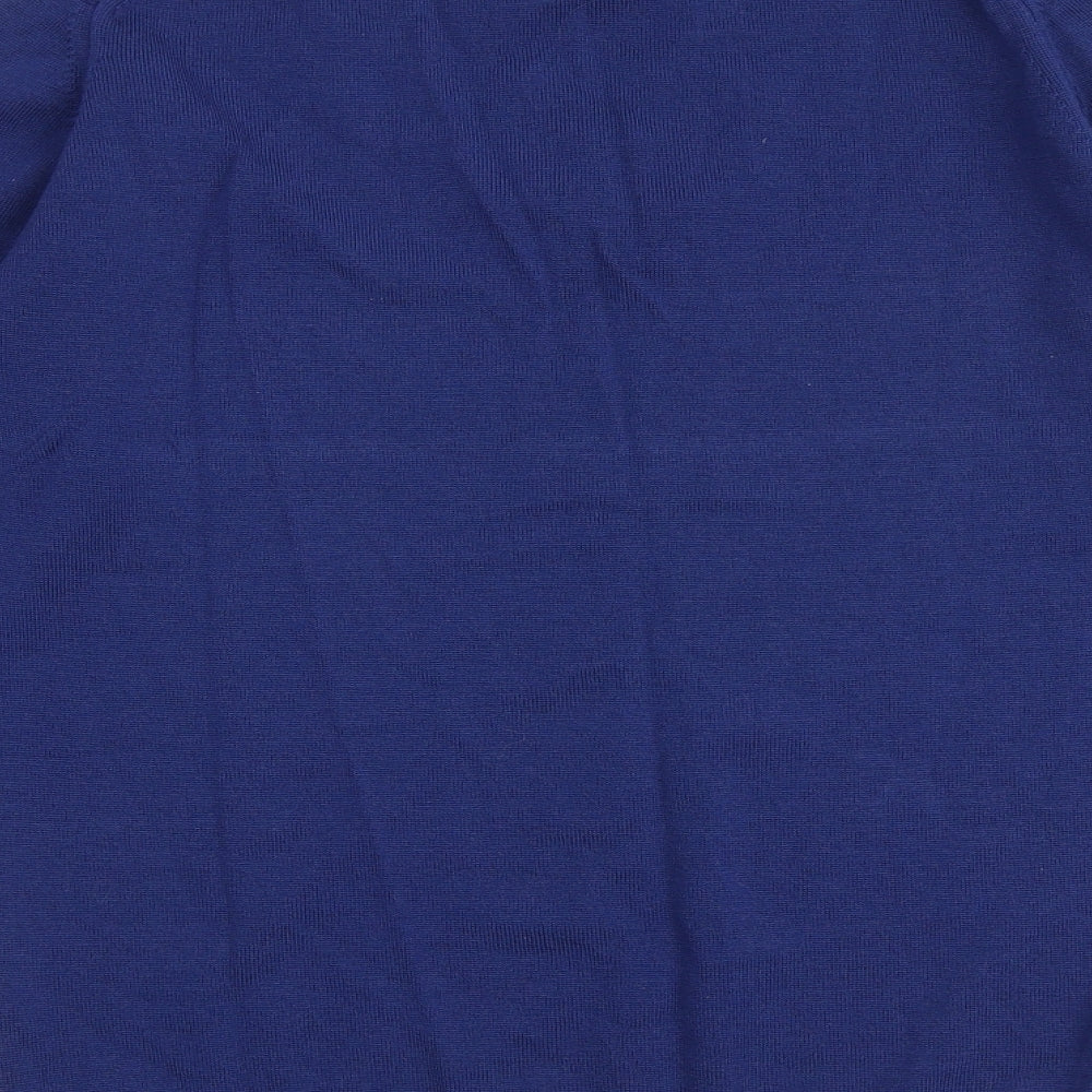 EWM Womens Blue V-Neck Wool Pullover Jumper Size 14 - Size 14-16