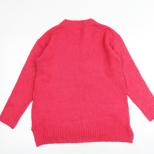 Marks and Spencer Womens Pink Round Neck Acrylic Pullover Jumper Size S