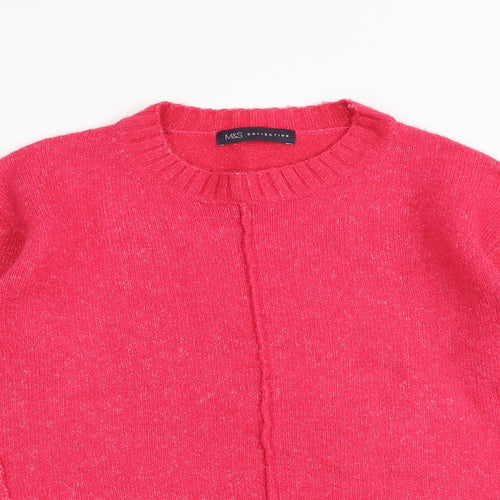 Marks and Spencer Womens Pink Round Neck Acrylic Pullover Jumper Size S