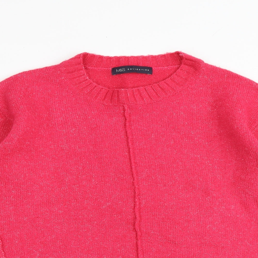 Marks and Spencer Womens Pink Round Neck Acrylic Pullover Jumper Size S