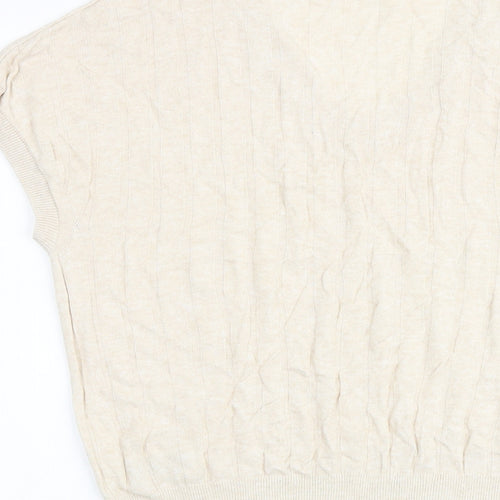 Marks and Spencer Womens Beige V-Neck Viscose Pullover Jumper Size L Pullover