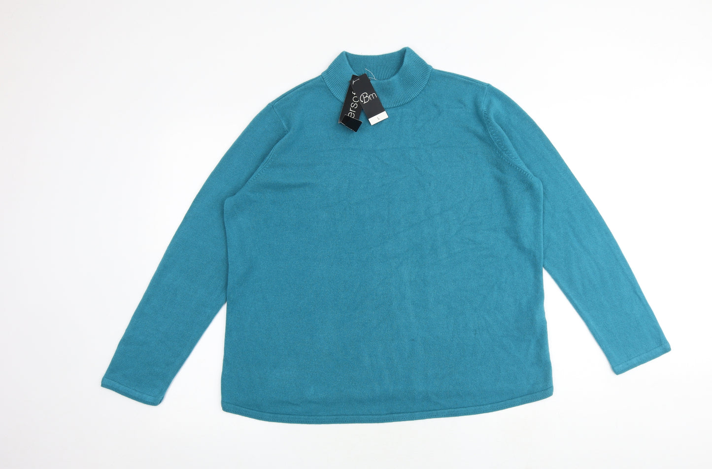 Bonmarché Womens Blue High Neck Acrylic Pullover Jumper Size L