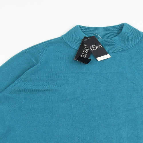 Bonmarché Womens Blue High Neck Acrylic Pullover Jumper Size L