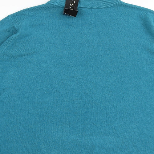 Bonmarché Womens Blue High Neck Acrylic Pullover Jumper Size L