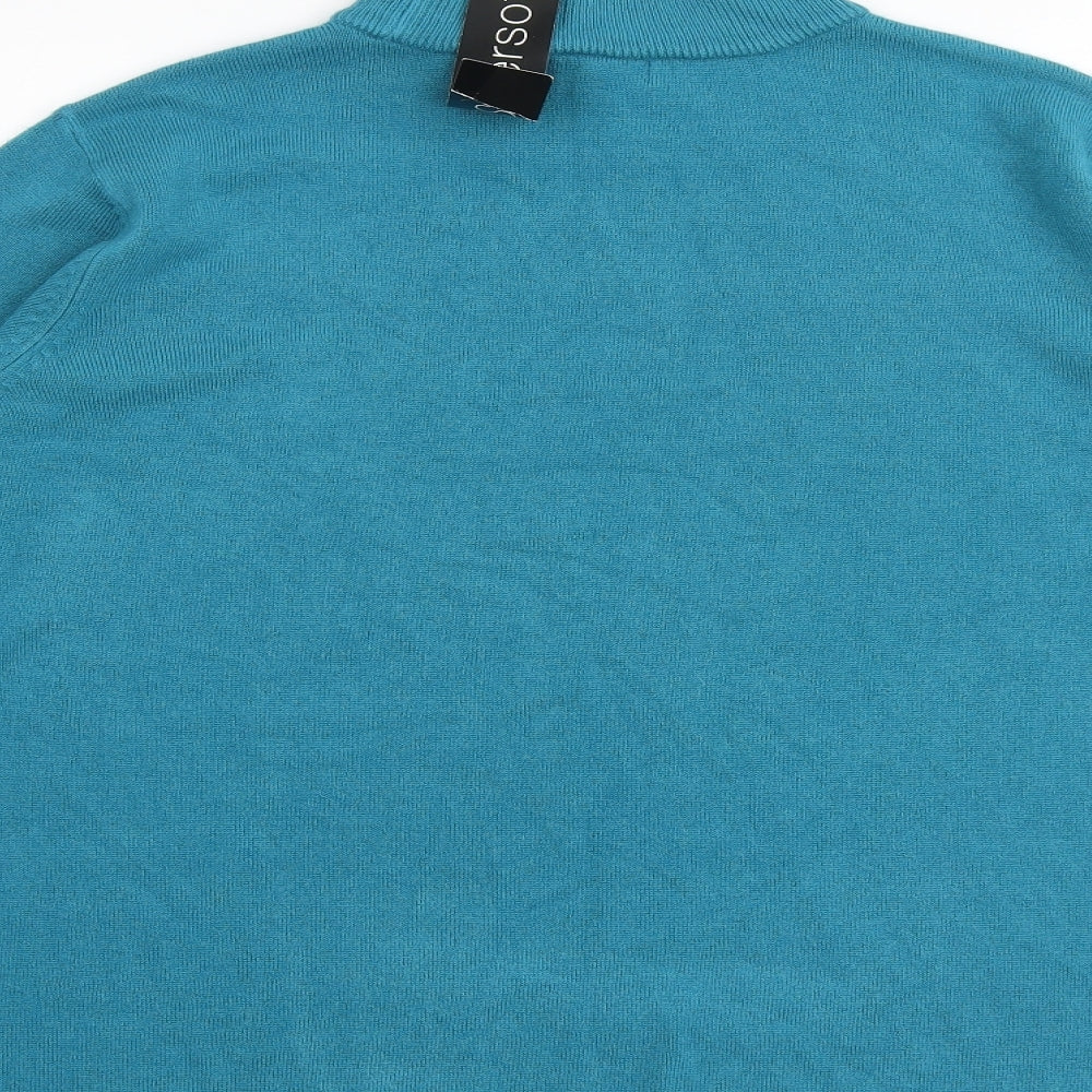 Bonmarché Womens Blue High Neck Acrylic Pullover Jumper Size L