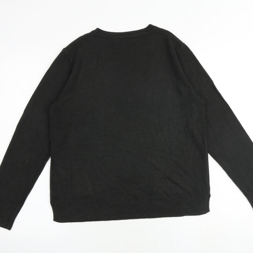 Marks and Spencer Womens Black Round Neck Acrylic Pullover Jumper Size 14