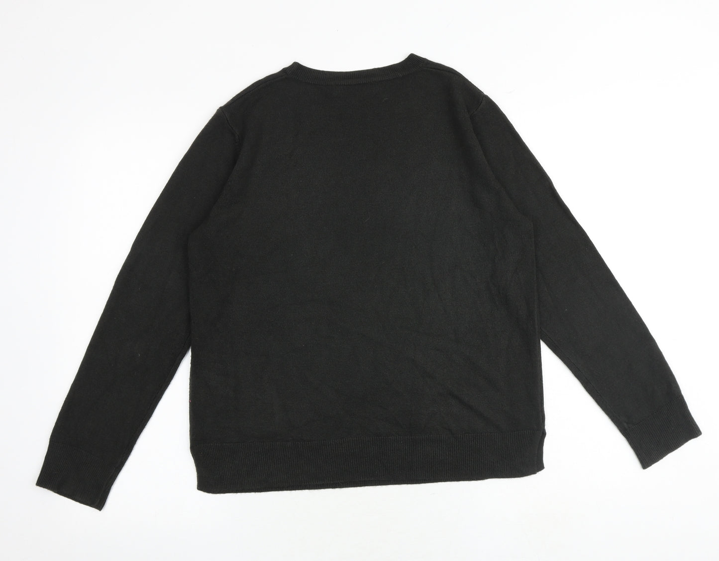 Marks and Spencer Womens Black Round Neck Acrylic Pullover Jumper Size 14