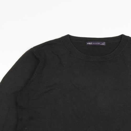 Marks and Spencer Womens Black Round Neck Acrylic Pullover Jumper Size 14
