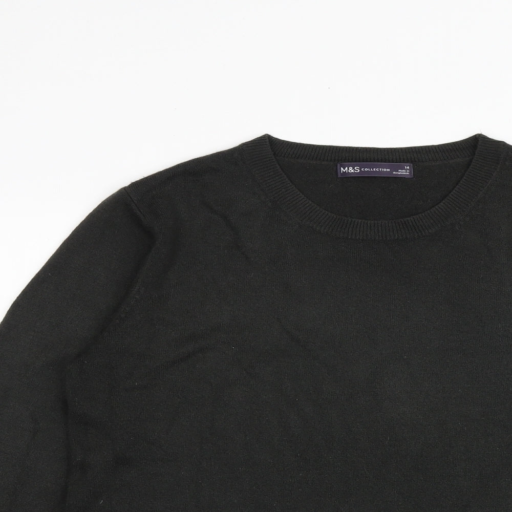 Marks and Spencer Womens Black Round Neck Acrylic Pullover Jumper Size 14