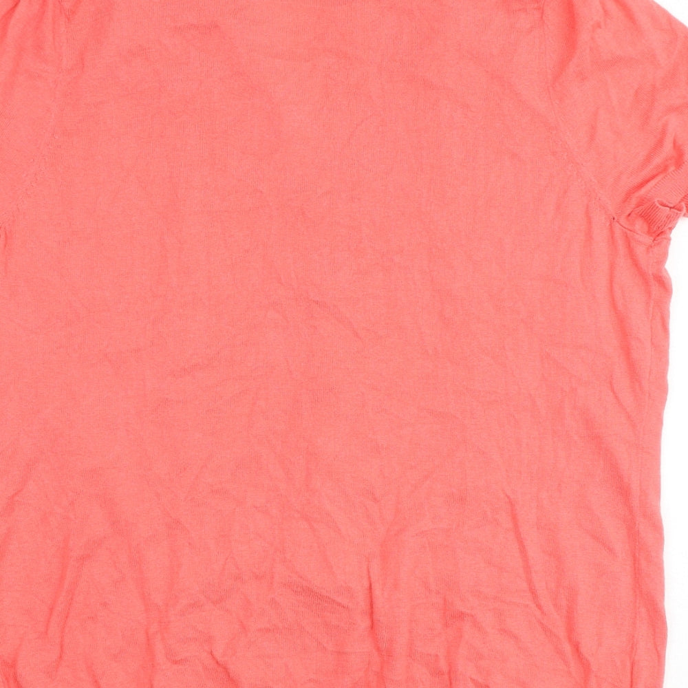 NEXT Womens Pink Floral Cotton Basic Blouse Size 16 V-Neck - Mock Cardigan Top