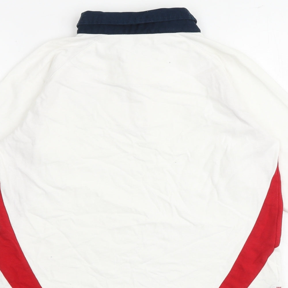 England Rugby Boys White 100% Cotton Basic Polo Size 9-10 Years Collared Button