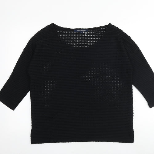 French Connection Womens Black Polyester Basic Blouse Size S Boat Neck