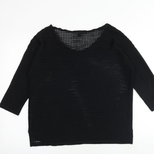 French Connection Womens Black Polyester Basic Blouse Size S Boat Neck