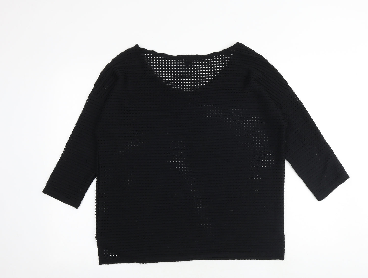 French Connection Womens Black Polyester Basic Blouse Size S Boat Neck