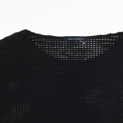 French Connection Womens Black Polyester Basic Blouse Size S Boat Neck