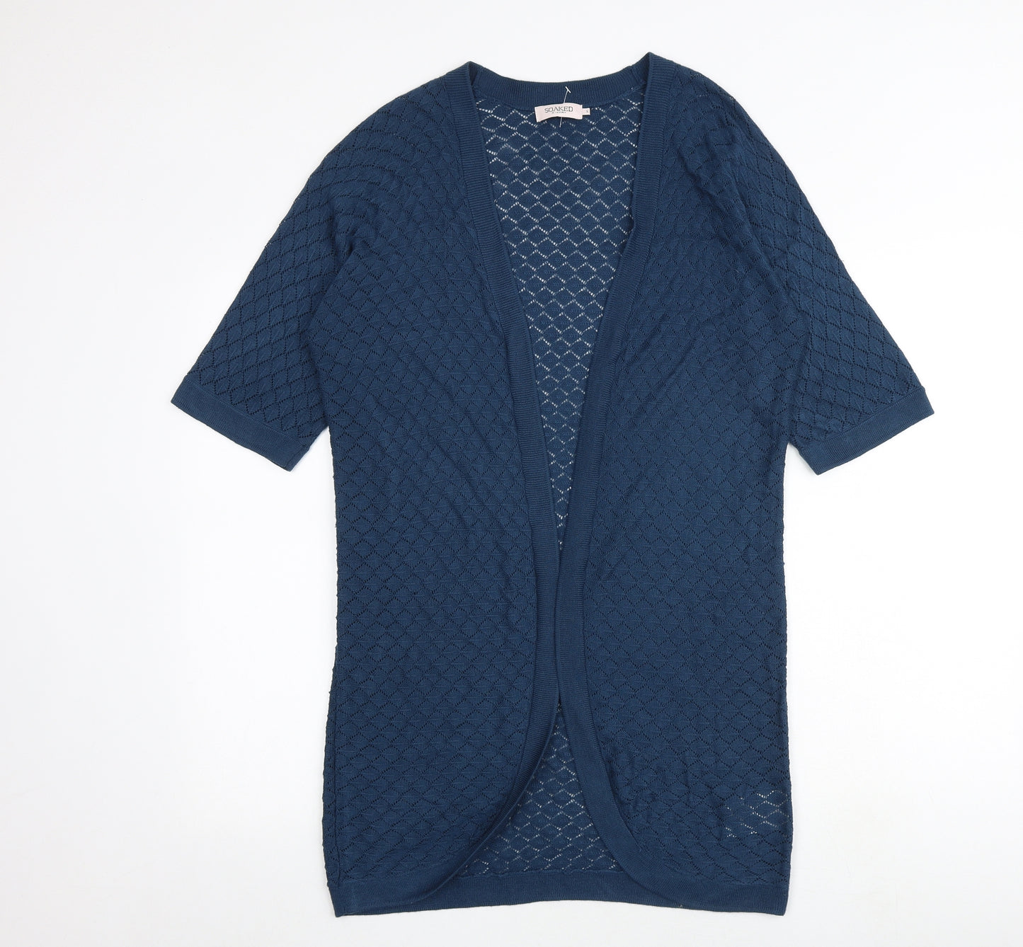 Soaked in Luxury Womens Blue V-Neck Acrylic Cardigan Jumper Size S