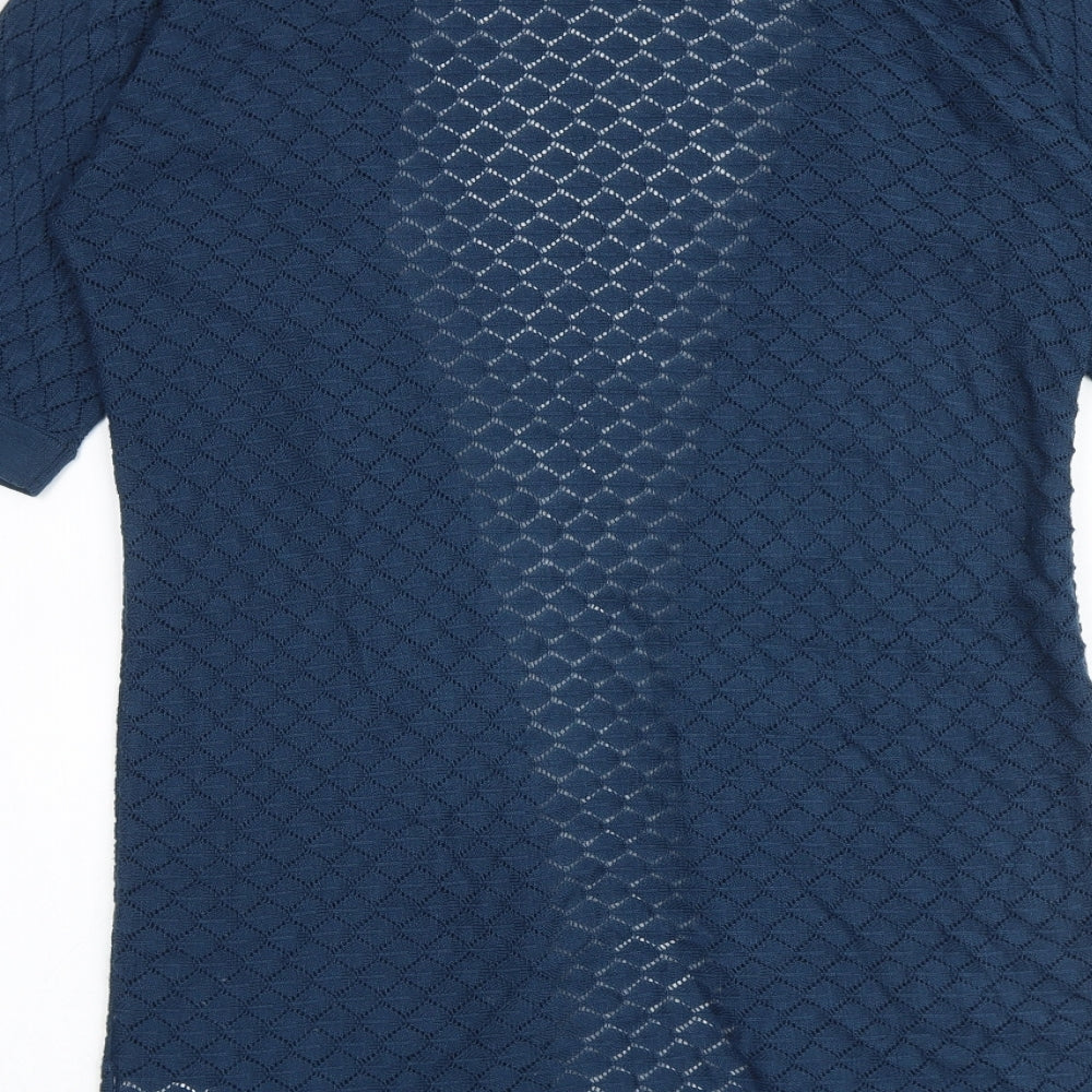 Soaked in Luxury Womens Blue V-Neck Acrylic Cardigan Jumper Size S