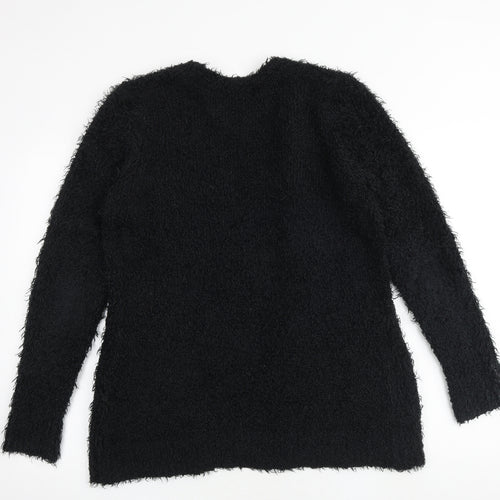 New Look Womens Black V-Neck Acrylic Cardigan Jumper Size M