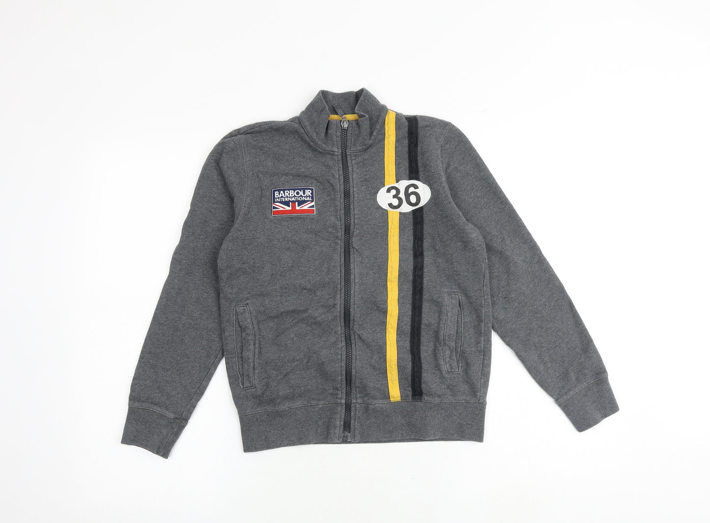 Barbour Boys Grey 100% Cotton Full Zip Sweatshirt Size L Zip